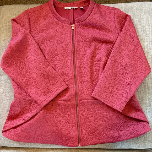 Isaac Mizrahi Jackets & Blazers - Isaac Mizrahi Live! Rose-Pink Textured Zip Jacket